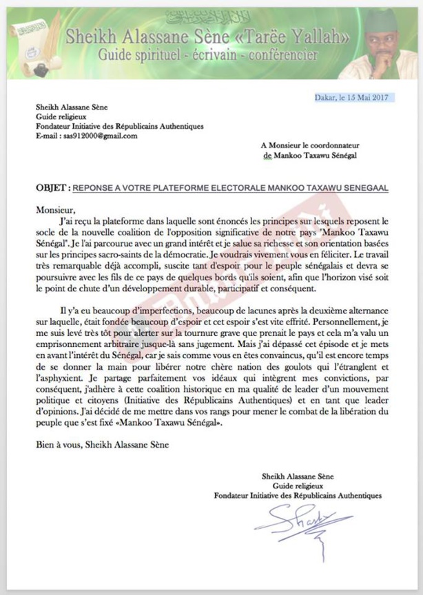 Législatives 2017 : Sheikh Alassane Sène rejoint Manko Législatives 2017 : Sheikh Alassane Sène rejoint Manko