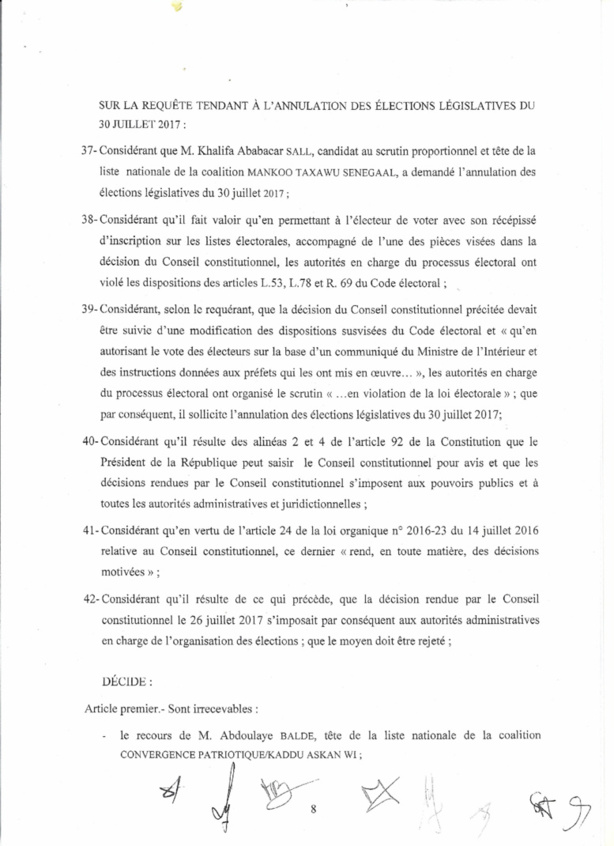 Le Conseil Constitutionnel valide les résultats du scrutin Le Conseil Constitutionnel valide les résultats du scrutin