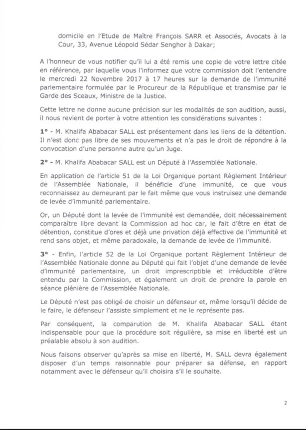 Khalifa Sall répond à la commission ad hoc