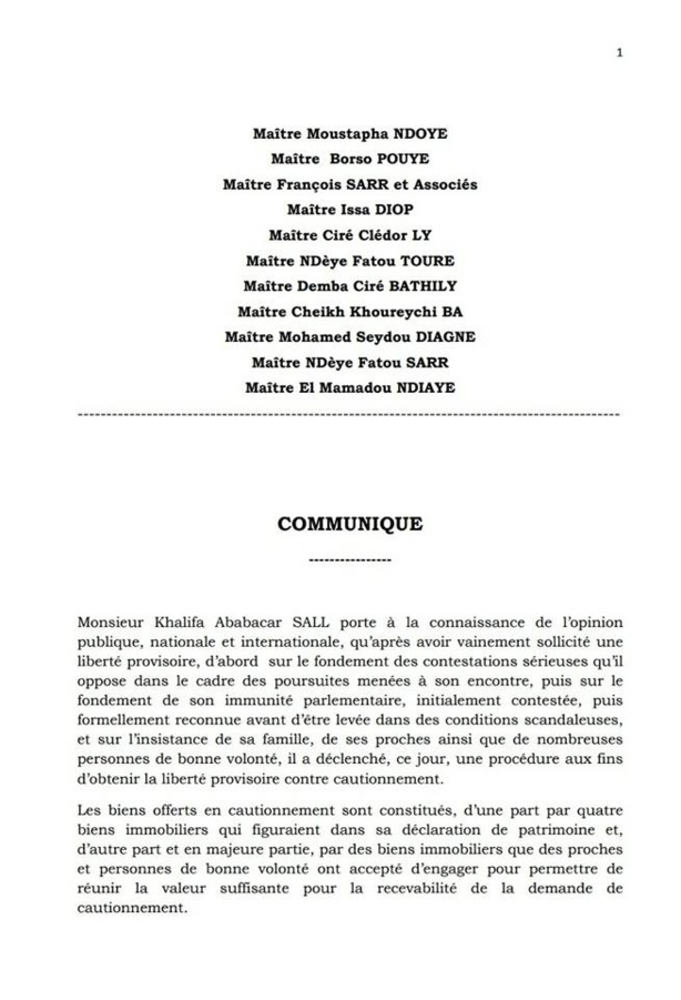 Khalifa Sall : «C’est un cautionnement et non une reconnaissance de responsabilité encore moins de culpabilité» Khalifa Sall : «C’est un cautionnement et non une reconnaissance de responsabilité encore moins de culpabilité»