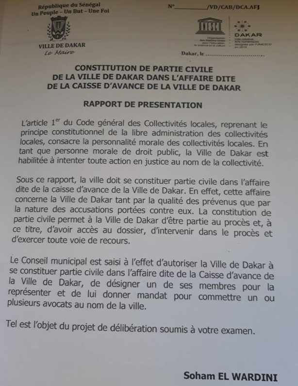 Procès Khalifa Sall : La ville de Dakar se constitue partie civile Procès Khalifa Sall : La ville de Dakar se constitue partie civile