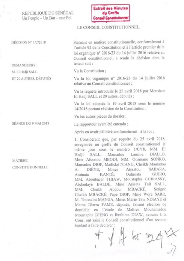 Loi sur le parrainage : Le Conseil constitutionnel se déclare incompétent pour juger la requête de l'opposition