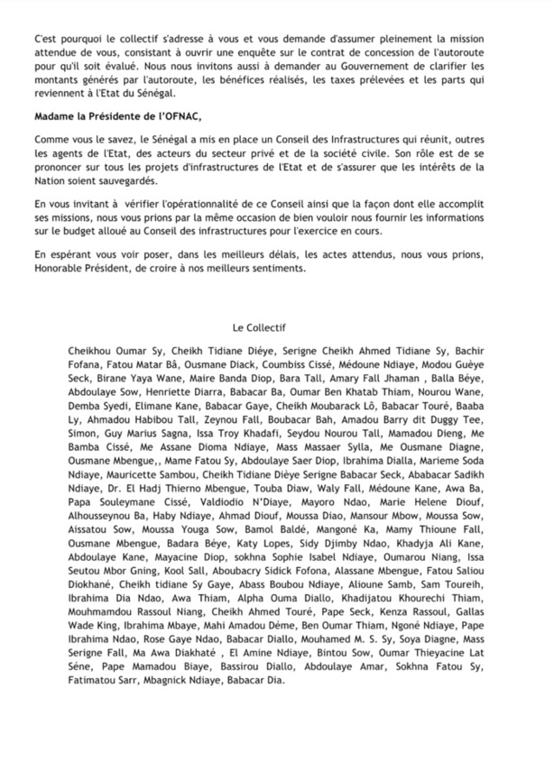 Enquête sur l’Autoroute à péage : Le Collectif citoyen des usagers saisit l’OFNAC (Document) Enquête sur l’Autoroute à péage : Le Collectif citoyen des usagers saisit l’OFNAC (Document)
