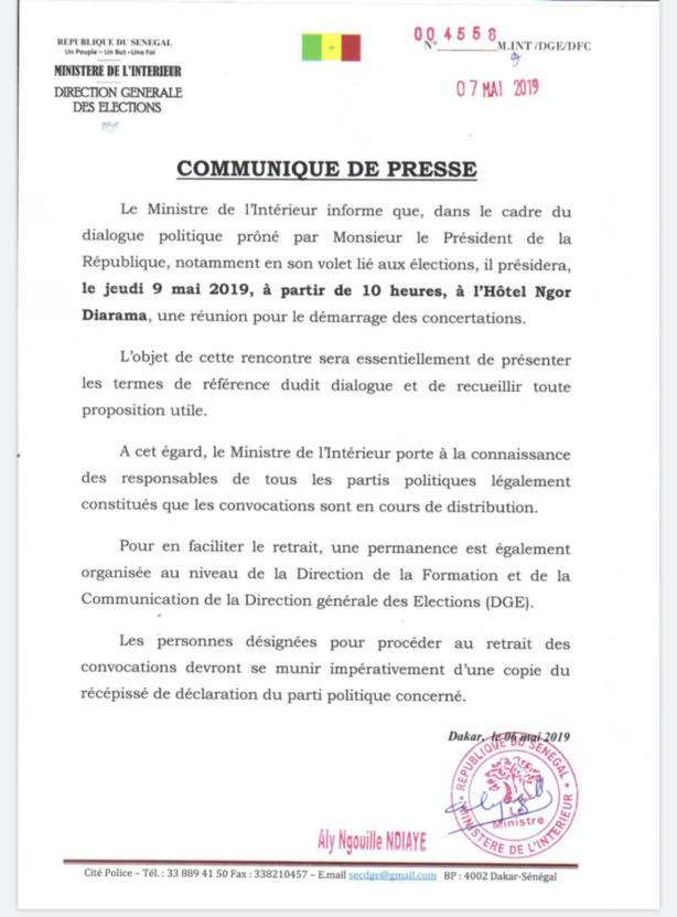 Dialogue politique : Début des concertations demain Dialogue politique : Début des concertations demain