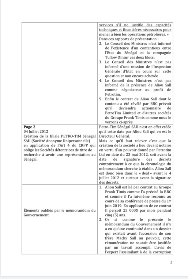 Affaire Aliou Sall : Les cadres de l'ACT démontent le mémorandum du gouvernement