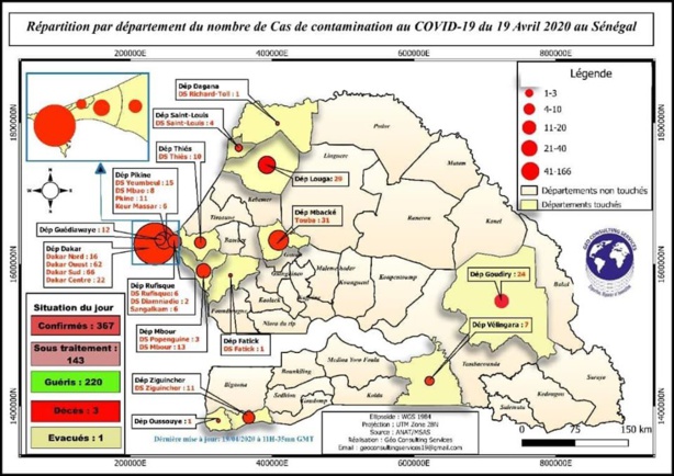 Covid-19 : Carte sanitaire du jour