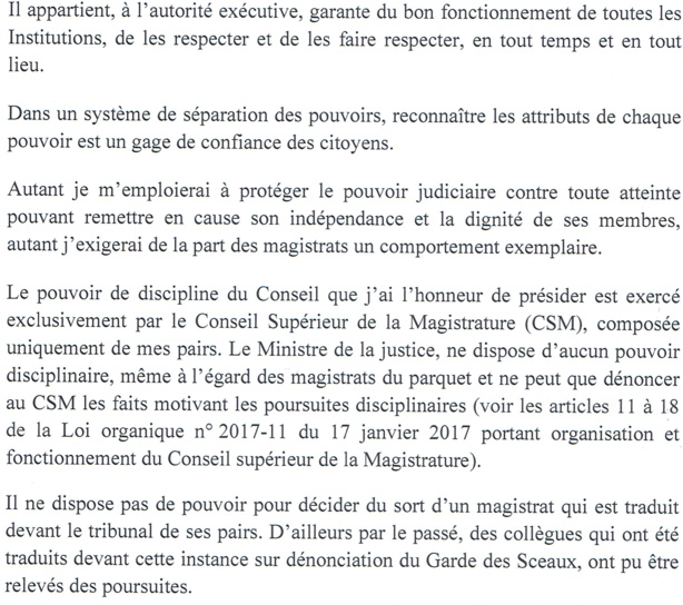 Crêpage de chignons dans la justice : le premier Président de la Cour suprême hausse le ton