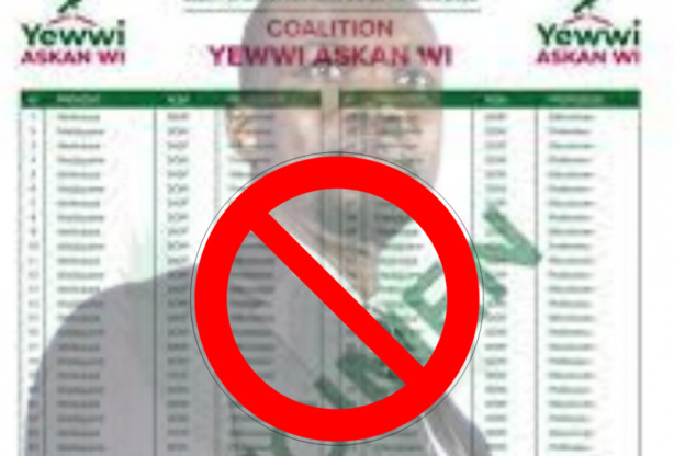 Législative 2022 : le spécimen de Yewwi Askan Wi sans la photo de Sonko Législative 2022 : le spécimen de Yewwi Askan Wi sans la photo de Sonko