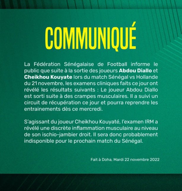 La fédération donne des nouvelles de Kouyaté et Diallo La fédération donne des nouvelles de Kouyaté et Diallo