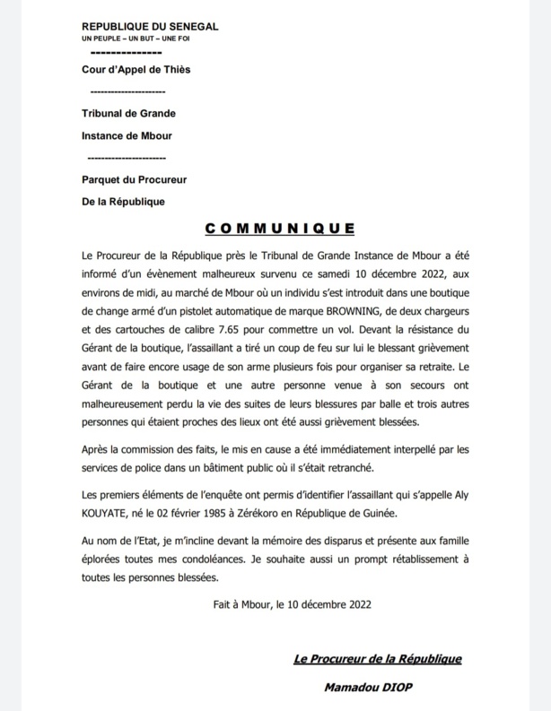 Marché de Mbour : Ce qui s'est réellement passé (Procureur) Marché de Mbour : Ce qui s'est réellement passé (Procureur)