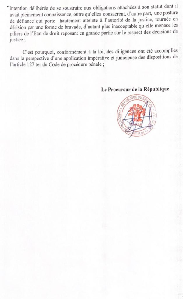 Arrestation Pape Alé Niang : Le communiqué du procureur Arrestation Pape Alé Niang : Le communiqué du procureur