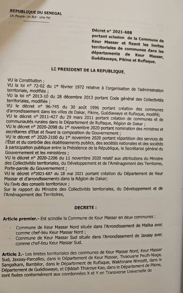 Plan d'implantation catastrophique des limites entre les communes : "Diamniadio" en colère menace de sanctionner le régime en place!