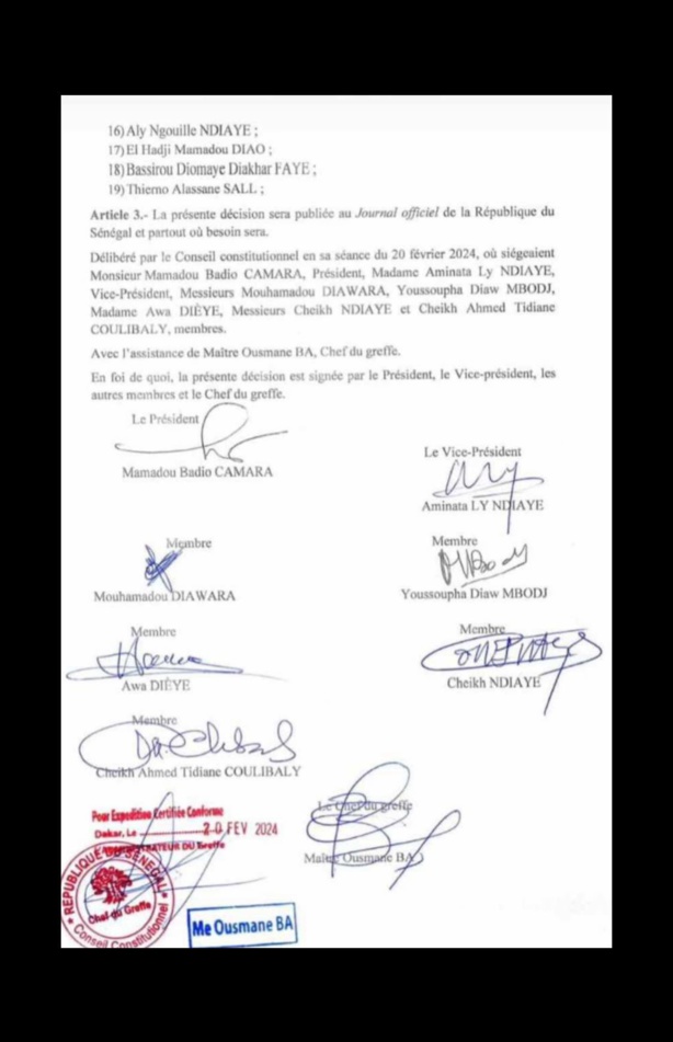 Le conseil constitutionnel valide le retrait de la candidature de Rose Wardini (DOCUMENT) Le conseil constitutionnel valide le retrait de la candidature de Rose Wardini (DOCUMENT)