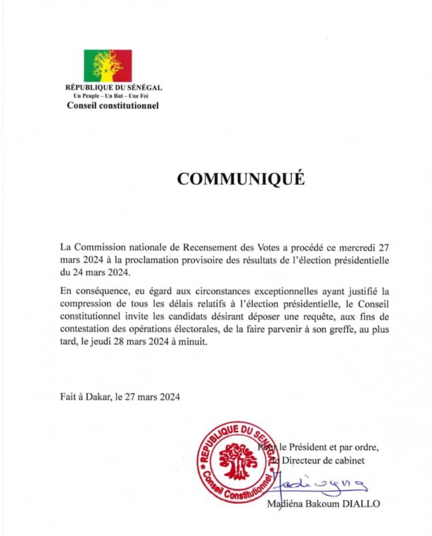 Recours présidentielle : L'alerte du Conseil Constitutionnel aux candidats Recours présidentielle : L'alerte du Conseil Constitutionnel aux candidats