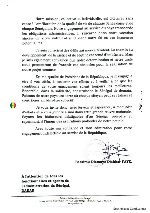 Les recommandations du Président BDF aux fonctionnaires et agents de l'administration