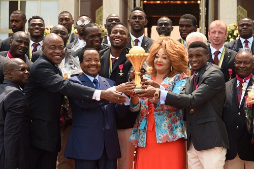 Chantal Biya célèbre la victoire des Lions Indomptables