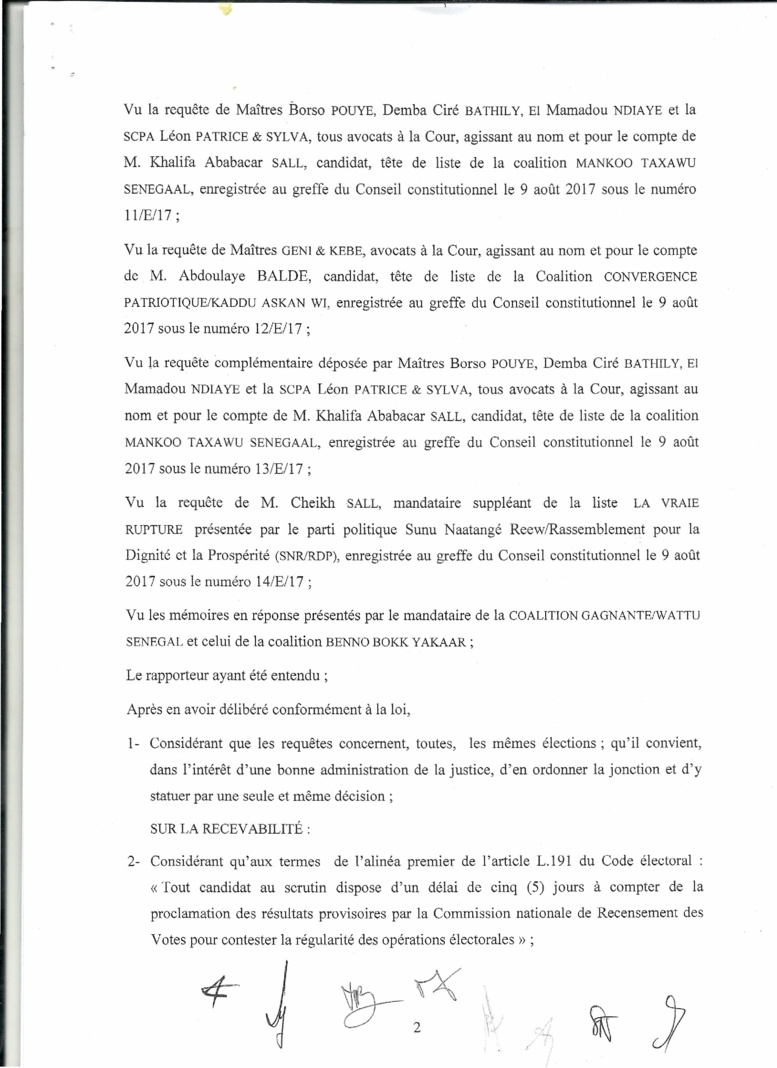 Le Conseil Constitutionnel valide les résultats du scrutin