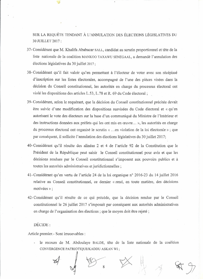 Le Conseil Constitutionnel valide les résultats du scrutin