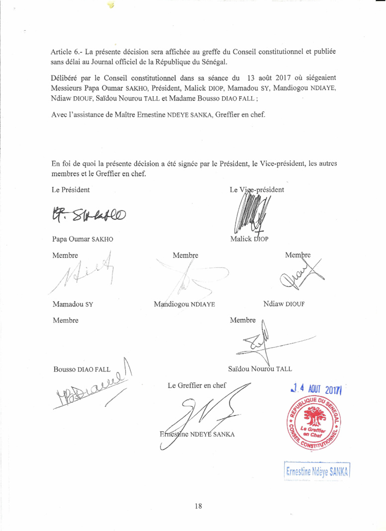 Le Conseil Constitutionnel valide les résultats du scrutin