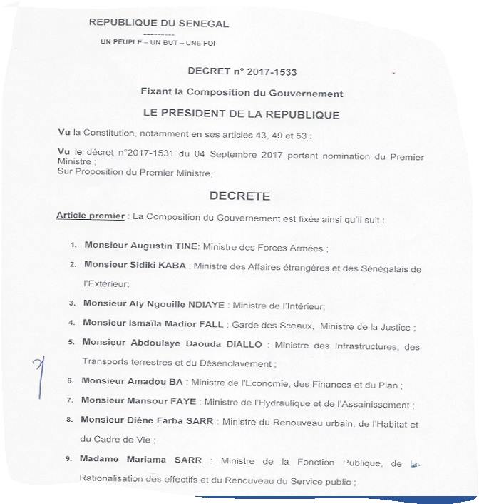 Voici la liste du gouvernement Dionne II