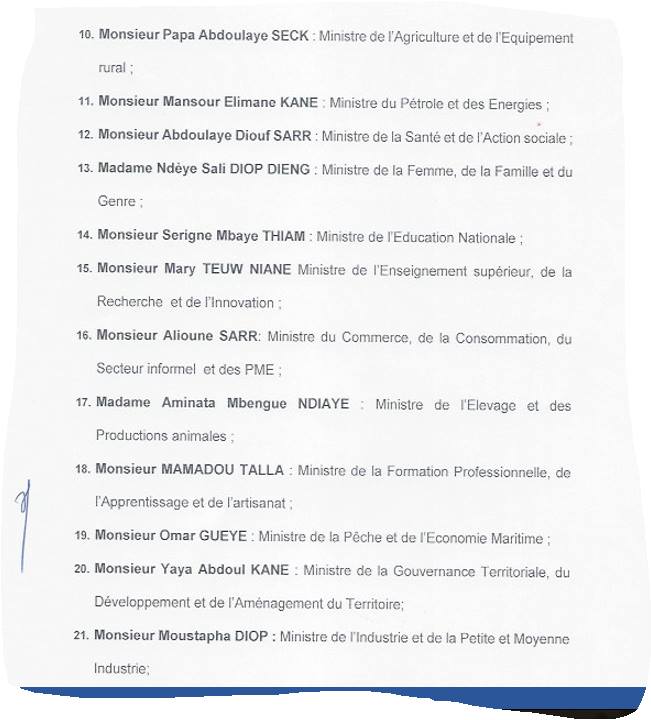 Voici la liste du gouvernement Dionne II