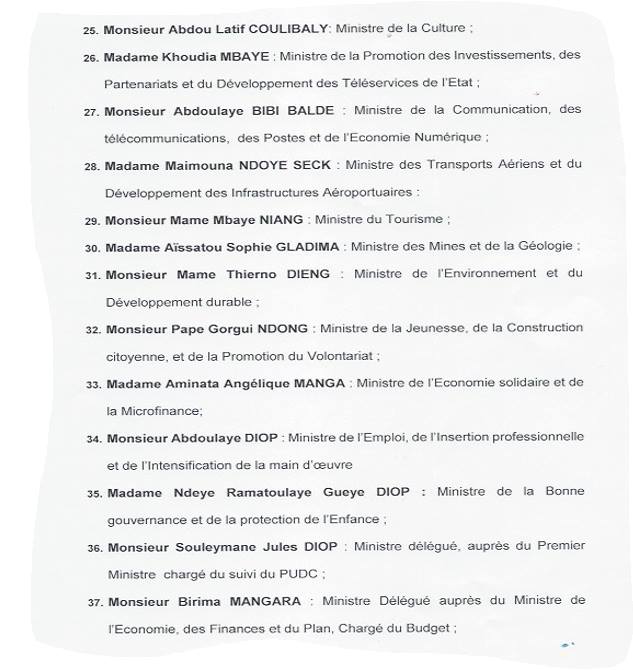 Voici la liste du gouvernement Dionne II