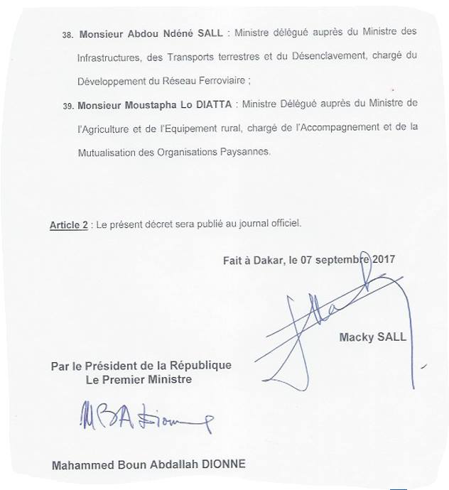Voici la liste du gouvernement Dionne II