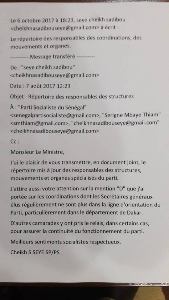 Exclusion du PS : Barthélémy Dias dénonce les preuves du complot ourdi par Tanor