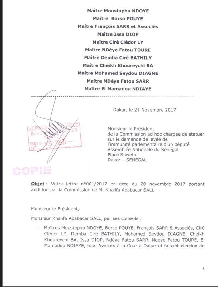 Khalifa Sall répond à la commission ad hoc