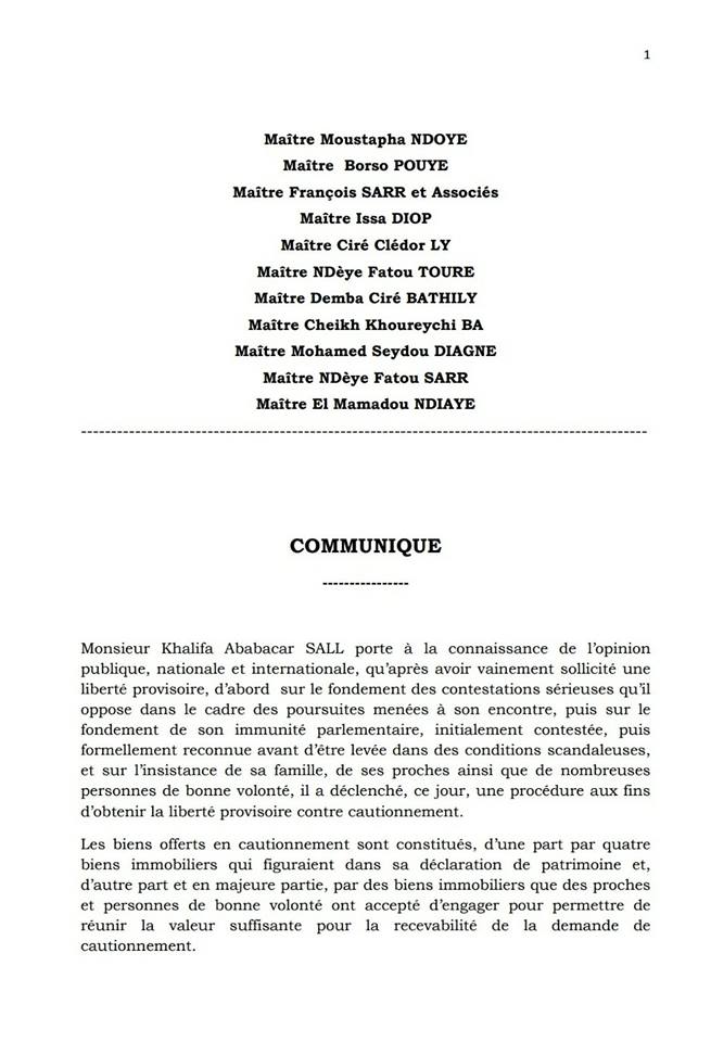 Khalifa Sall : «C’est un cautionnement et non une reconnaissance de responsabilité encore moins de culpabilité»