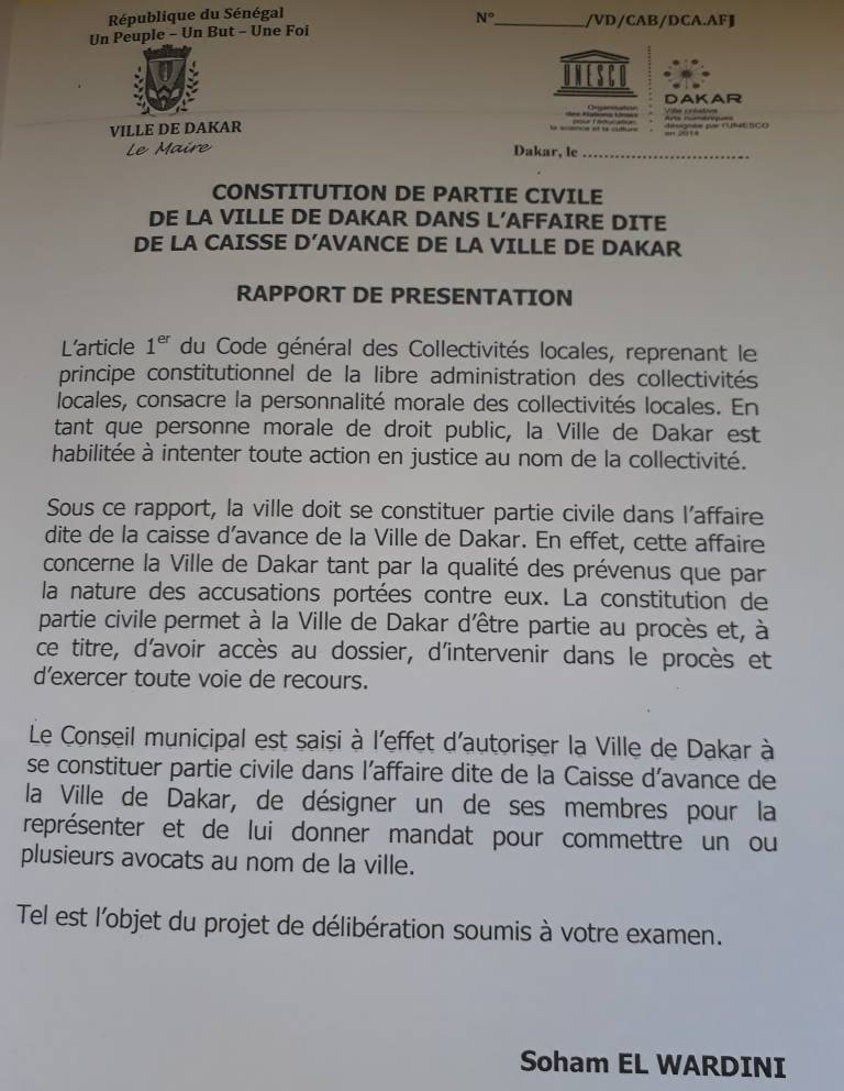 Procès Khalifa Sall : La ville de Dakar se constitue partie civile