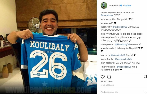 La légende Maradona rend hommage à Koulibaly
