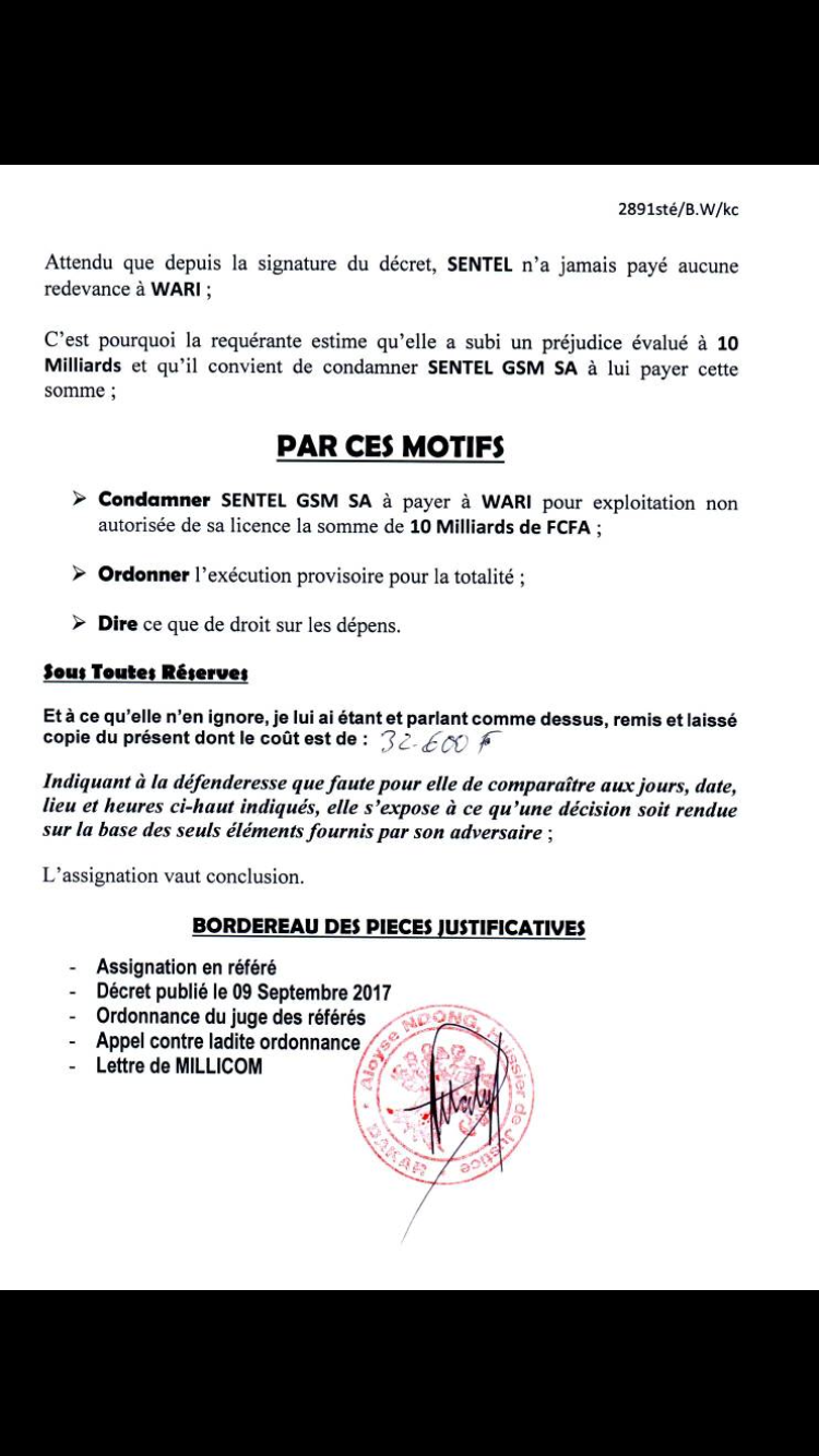 Le Groupe Wari assigne Tigo Sénégal au Tribunal du commerce de Dakar