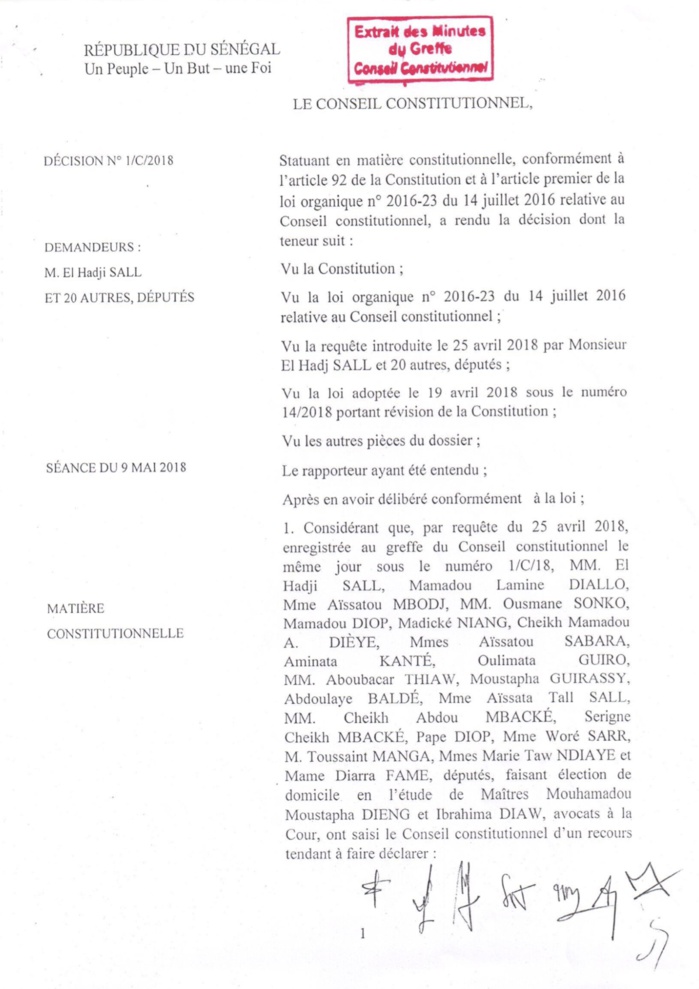 Loi sur le parrainage : Le Conseil constitutionnel se déclare incompétent pour juger la requête de l'opposition