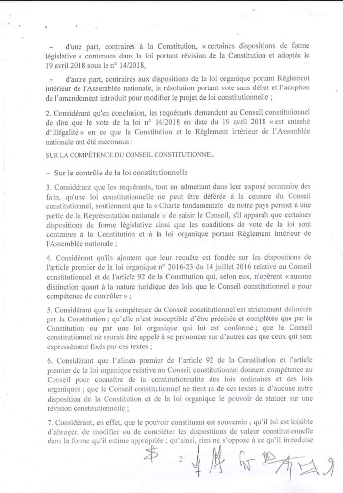 Loi sur le parrainage : Le Conseil constitutionnel se déclare incompétent pour juger la requête de l'opposition