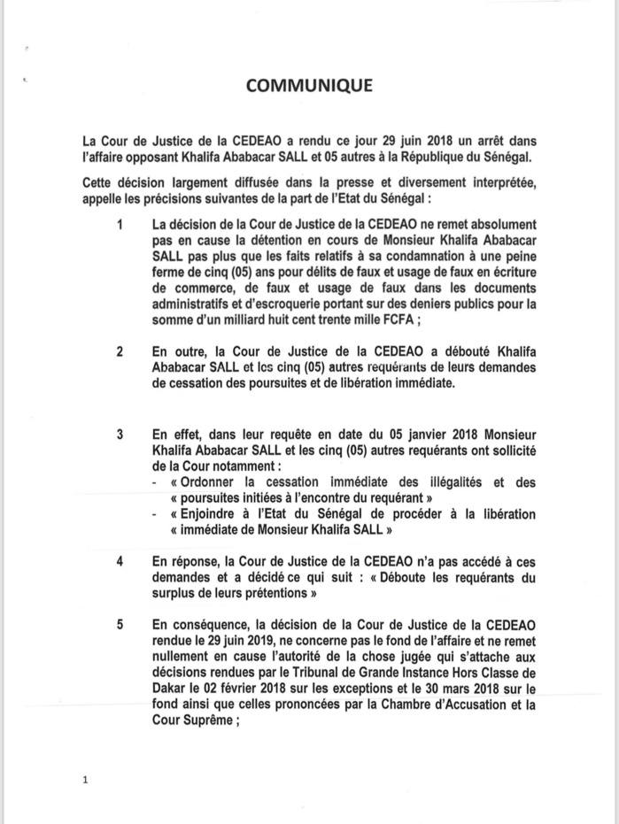 Affaire Khalifa Sall : Les avocats de l’Etat du Sénégal précisent