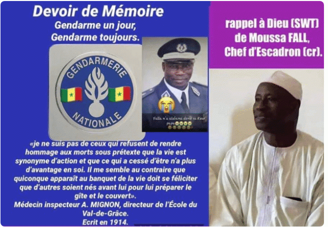 Nécrologie : Le commandant Moussa Fall tire sa révérence