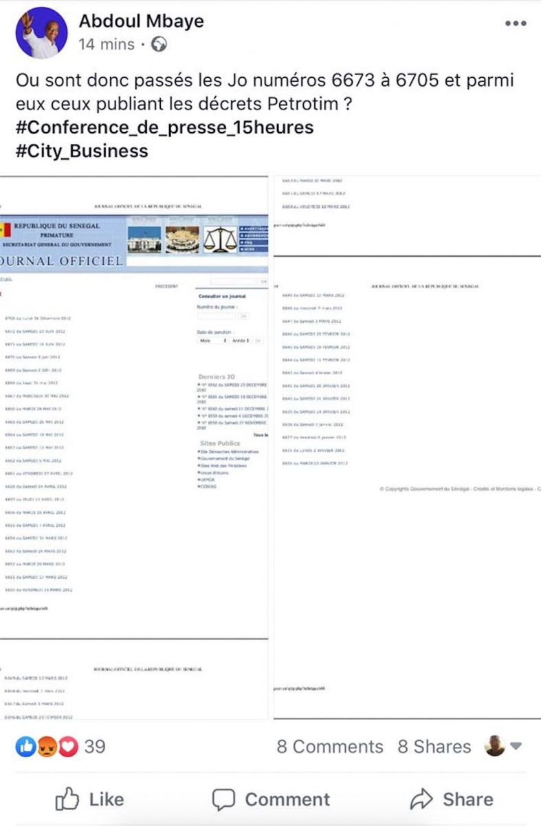 Journal officiel : Les décrets sur Petrotim (subitement) introuvables
