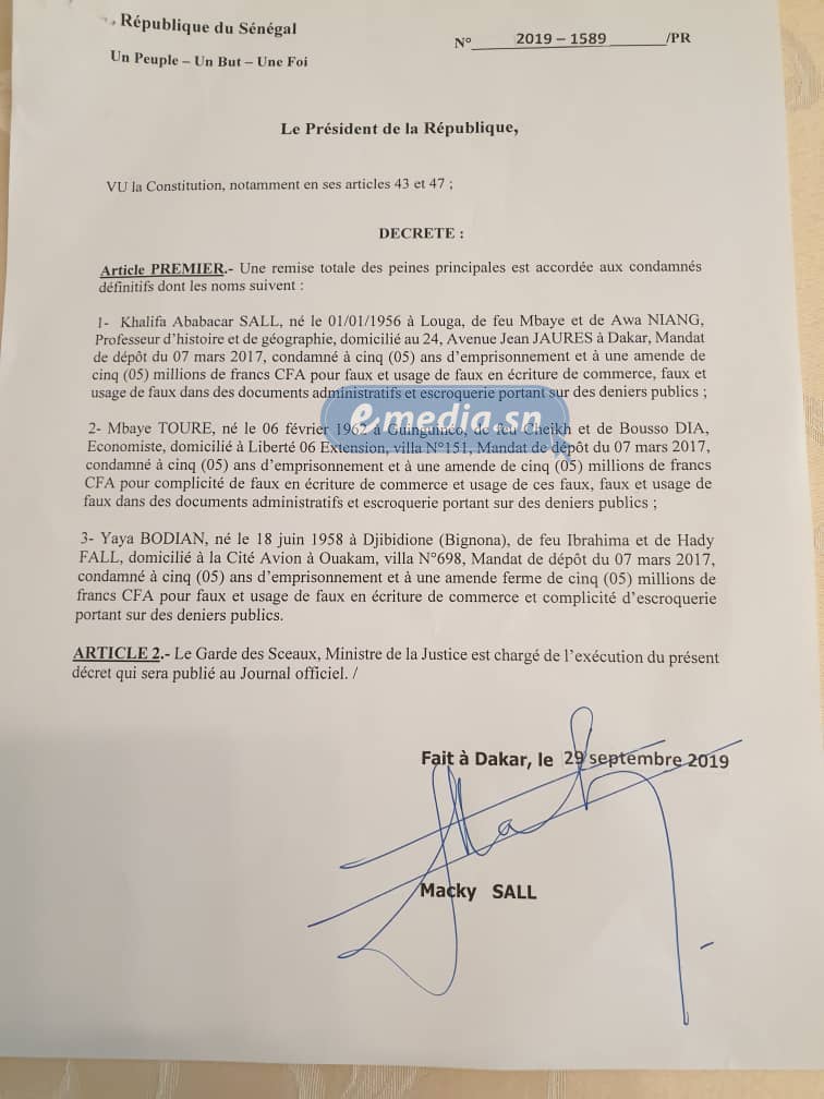 Khalifa Sall recouvre sa liberté
