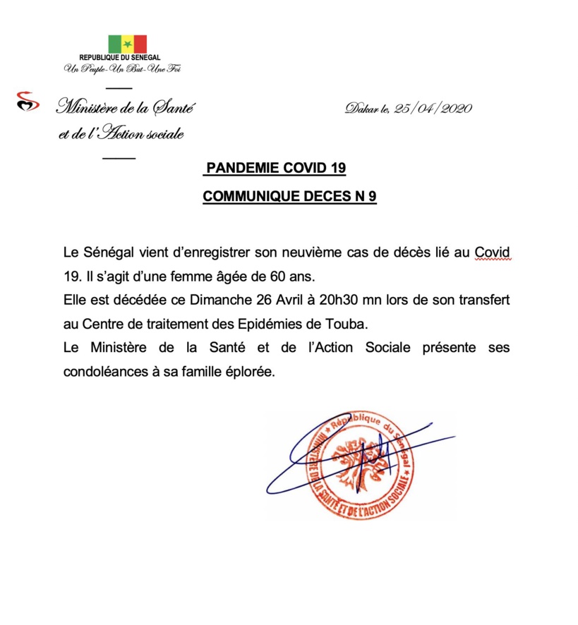 Covid-19 : Le Sénégal enregistre son 9e décès