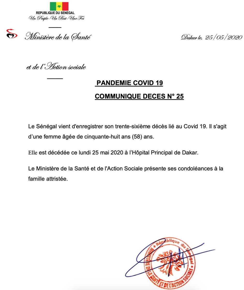 Covid-19: Le Sénégal enregistre son 36e décès