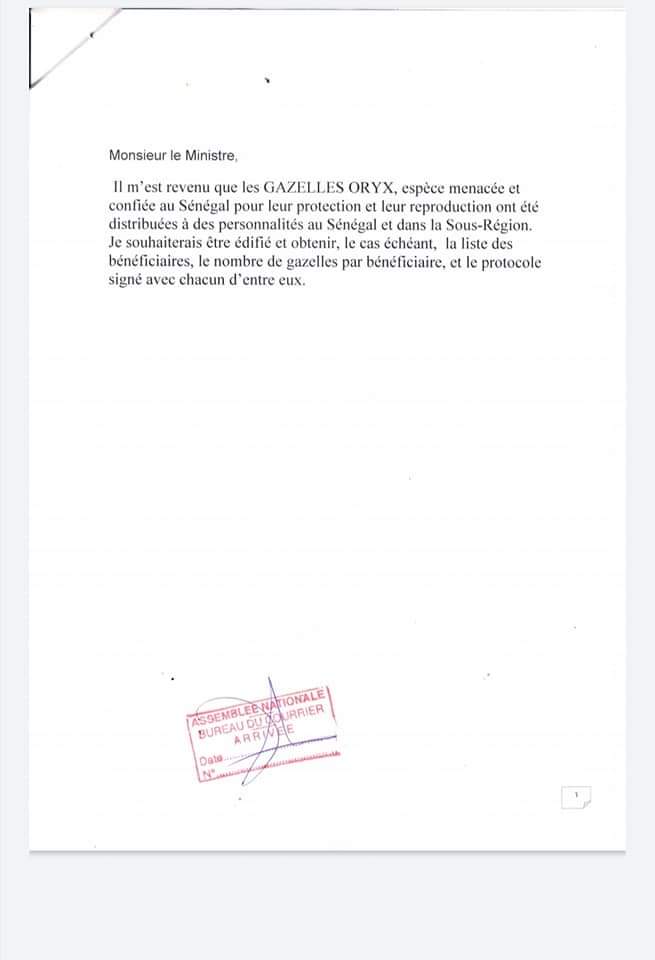 Affaire des Gazelles oryx volées : Mamadou Lamine Diallo interpelle le gouvernement