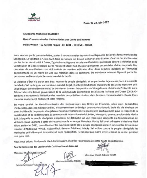 Yewwi Askan Wi vilipende Macky à l'ONU 