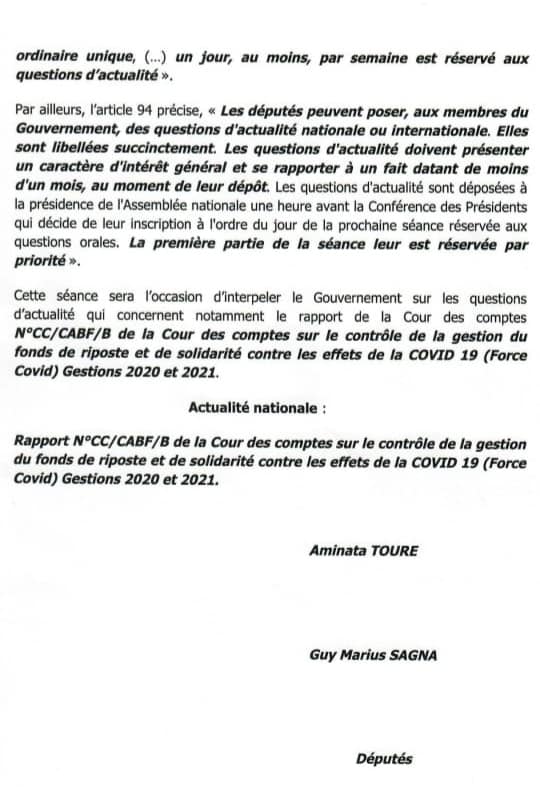 RAPPORT COUR DES COMPTES : Amadou Ba convoqué à l'Assemblée Nationale par Mimi Touré et Guy Marius Sagna