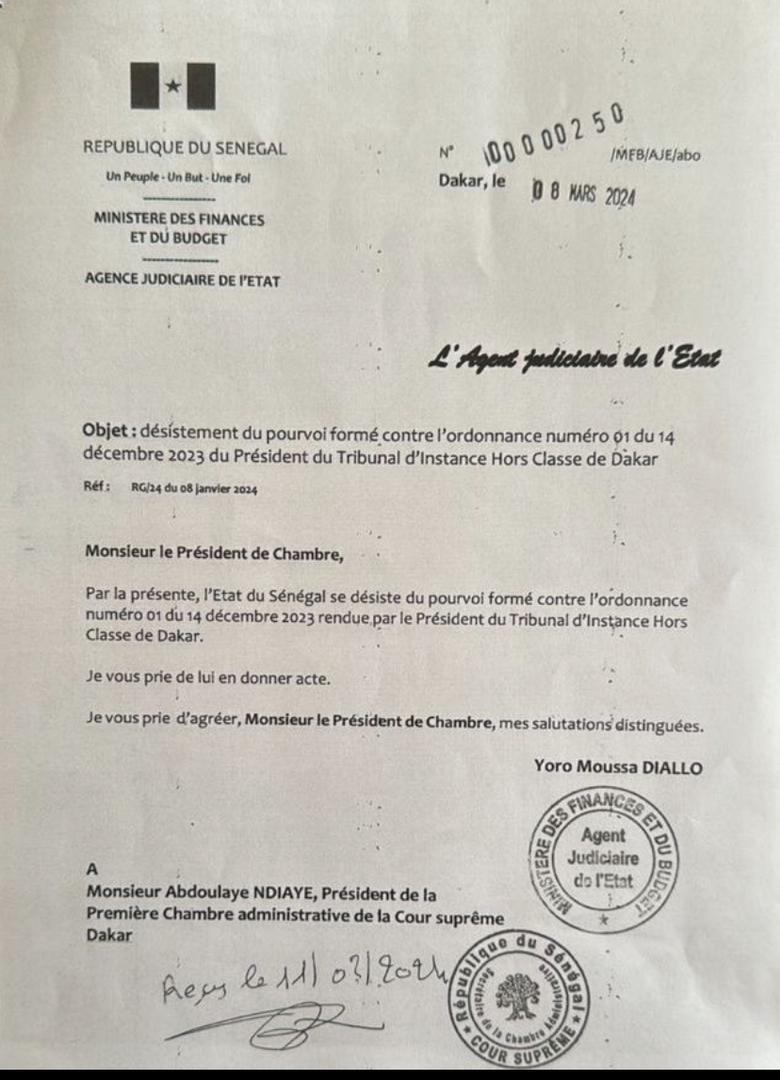 POURVOI EN CASSATION : Sonko  réhabilité sur les listes électorales suite au désistement de l'Etat