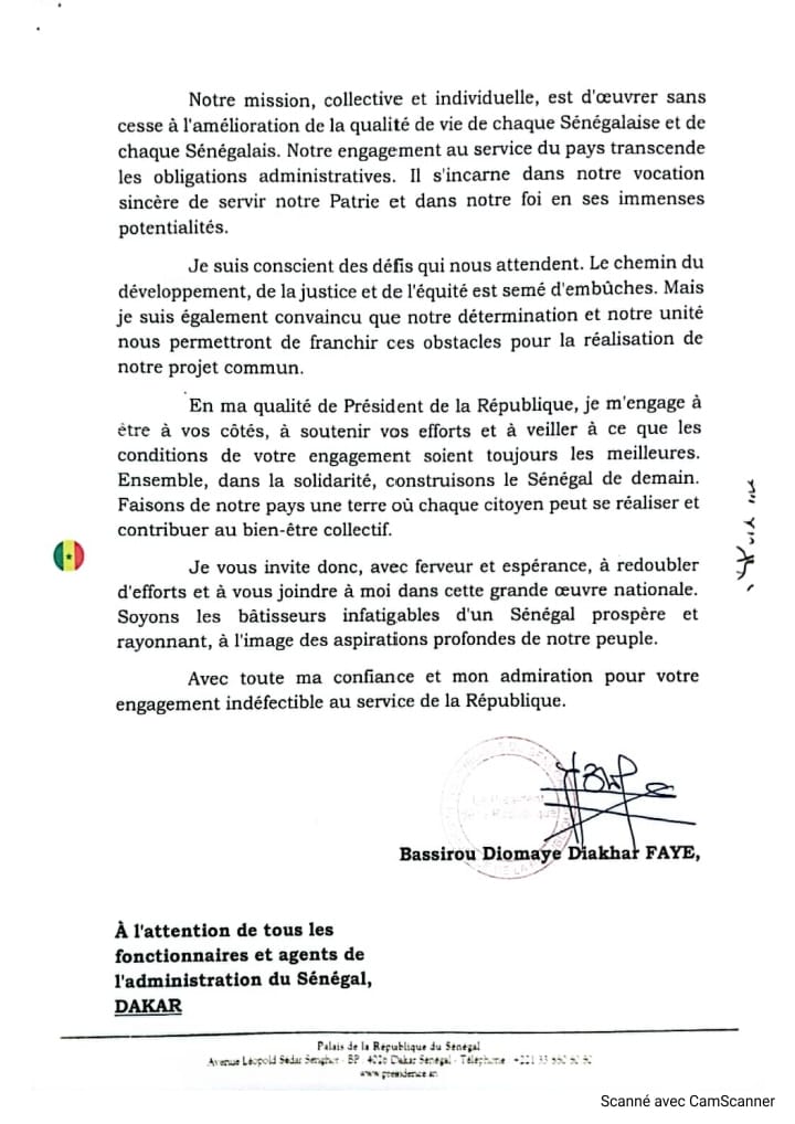 Les recommandations du Président BDF aux fonctionnaires et agents de l'administration
